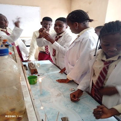 Happy students on school grounds